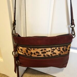 Sharif Crossbody Bag Burgundy Leather and Suede